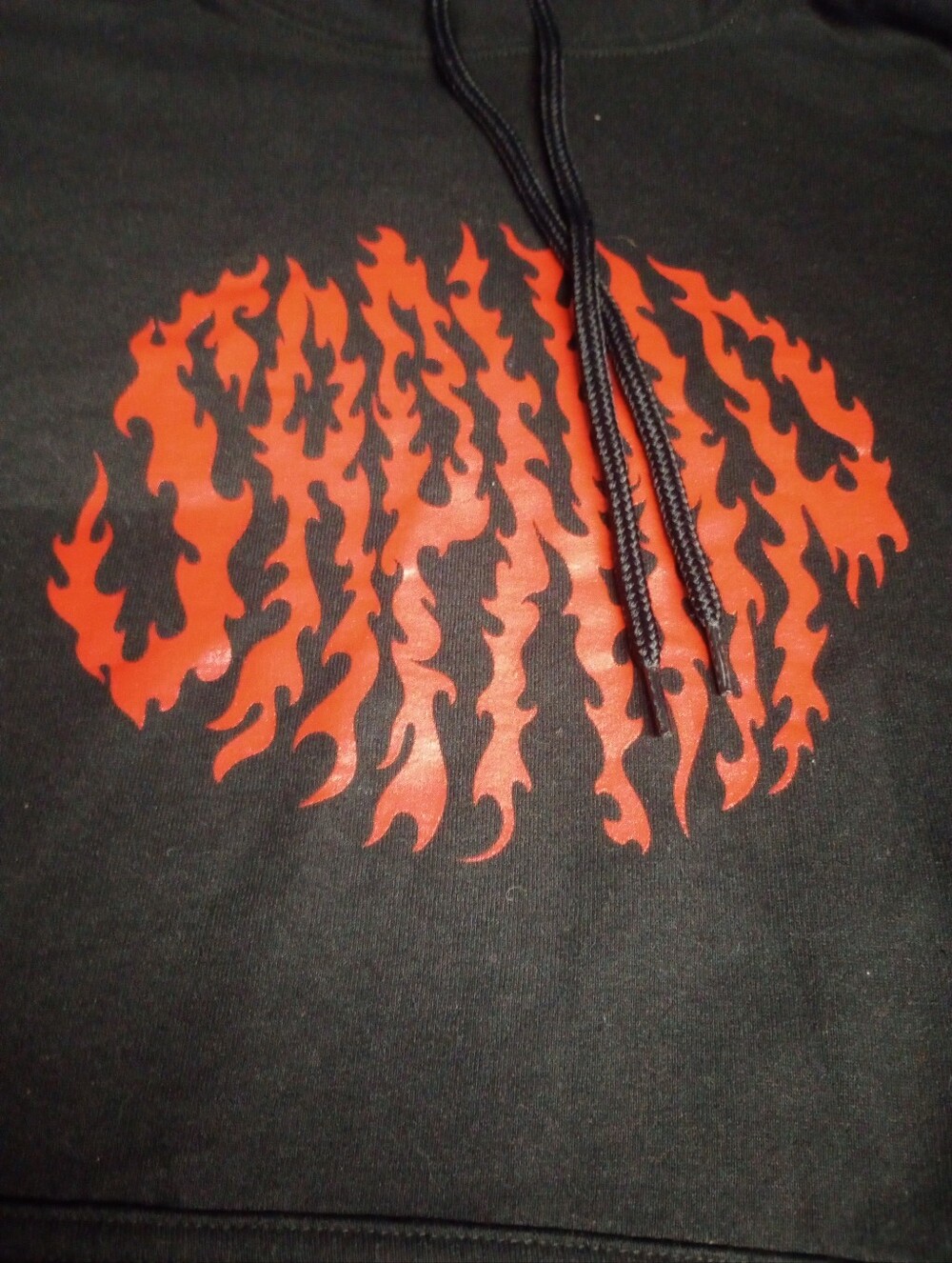 Sapnap Men's Black Hoodie with Red Flame Graphic Size Large